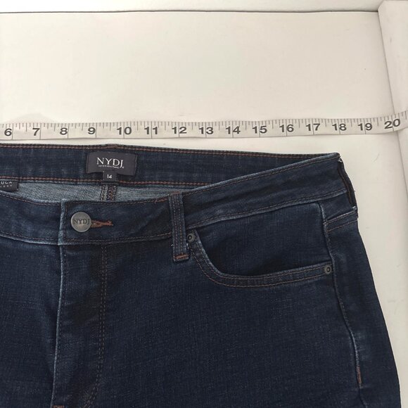 Polished Casual NYDJ Jeans Size 14 Lift Tuck Shaping Dark Wash Slim Straight Leg - Picture 8 of 12